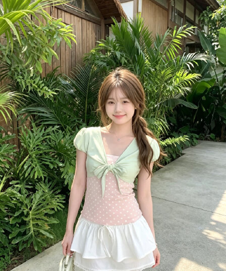 210 그램 좋은 면 Chic 페이크 레이어드 도트 무늬 반팔 티셔츠 여성 여름 디자인 센스 나비 매듭 스트랩 몸매 가꾸기 맨위