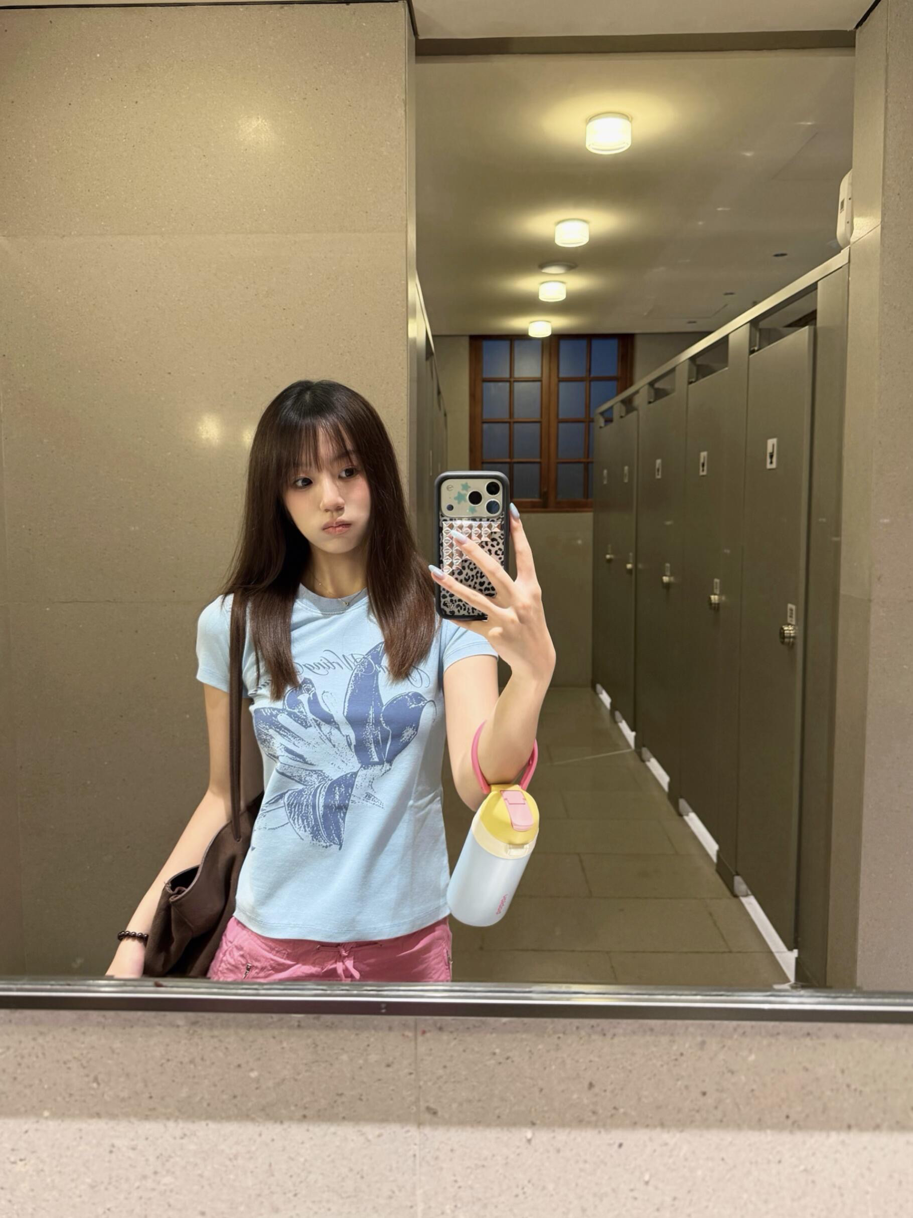 아메리칸 레트로 순면 긍정적 인 어깨 라운드 넥 프린트 반팔 티셔츠