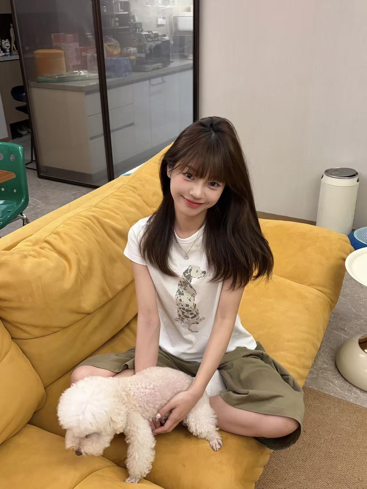 아메리칸 레트로 순면 긍정적 인 어깨 라운드 넥 프린트 반팔 티셔츠