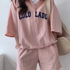 批发<b class='q'>韩版</b><b class='q'>运动服</b>套装女夏季新款短袖短裤校园风可爱少女跑步两件套