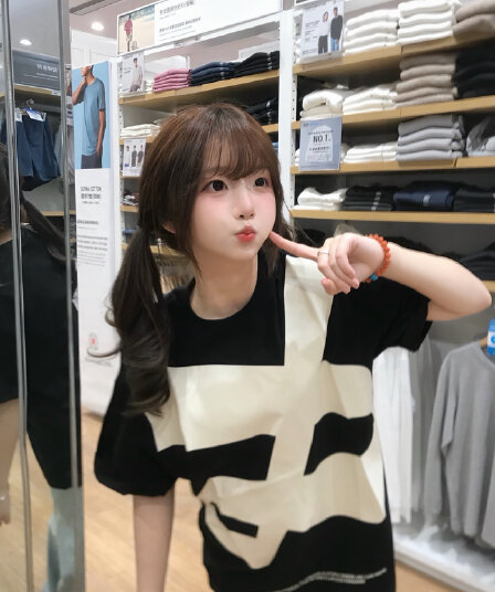 순면 220 그램 빗질하다 닫기 반팔 티셔츠 여성