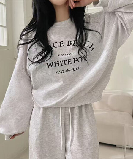 통통한 여동생 이른 가을 운동 캐주얼 학생 세트 여성 루즈핏 후드티 웨이 바지 투피스 세트 봄 한국 스타일