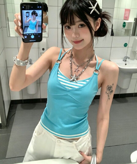 260 그램 사람들 면 모달 캐미솔 여성 더블 어깨끈 스트라이프 페이크 레이어드 몸매 가꾸기 인사이드 잡아라. 의류
