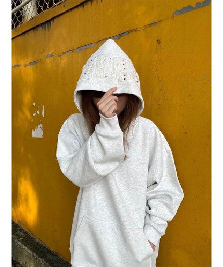 얇은 스타일 털이 있는 자수 패치 이후 패키지 칼라 순수한 Mianhua 면 복합 후드티