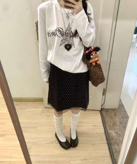 높은 품질 순면 200그램 21 빗질하다 정밀 프린트 가을 루즈핏 긴팔 티셔츠 여성