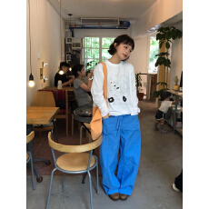 批发高质量<b class='q'>纯棉</b>200克21支精梳精密印花秋季宽松长袖<b class='q'>T</b><b class='q'>恤</b>女