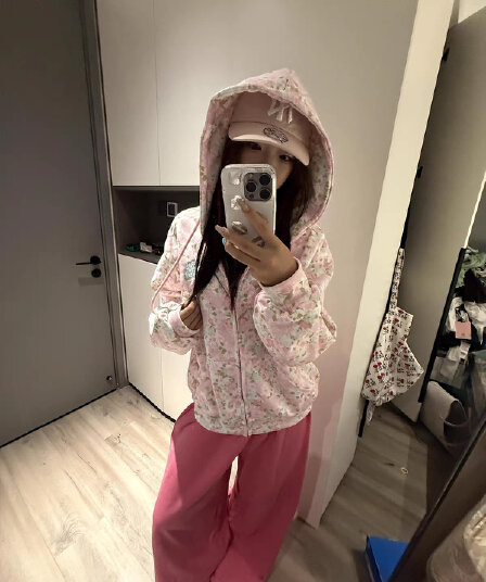 원본 솜씨 순수한 Mianhua 면 복합 얇은 스타일 이후 패키지 칼라 자수 한 부서 핑크색 재킷