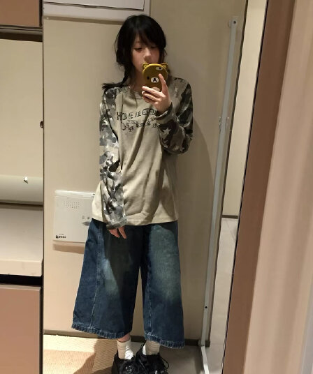 65 35 후아 남편 그리드 250그램 긴팔 티셔츠 여성