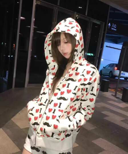 얇은 스타일 프린트 인사이드 펌프 후아 면 복합 지퍼 재킷 후드티 남녀