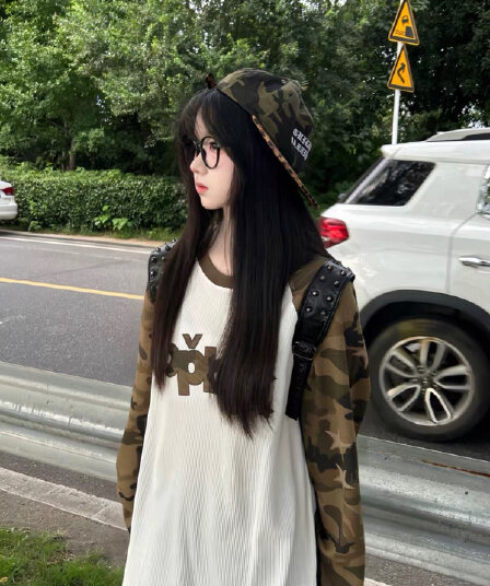 자수 패치 65 35 후아 남편 그리드 250그램 긴팔 티셔츠 여성