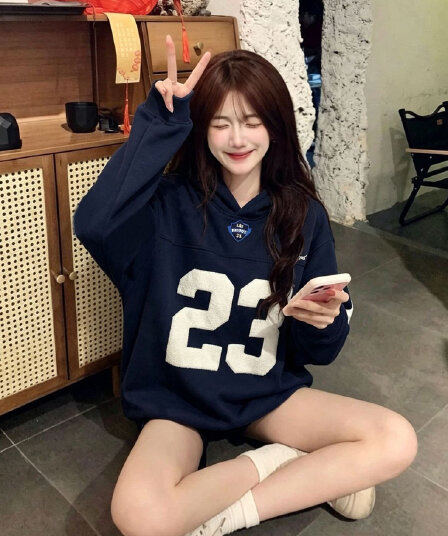 얇은 스타일 원본 솜씨 압력 라인 패치 자수 주머니 순수한 Mianhua 면 복합 후드 티 스웨터