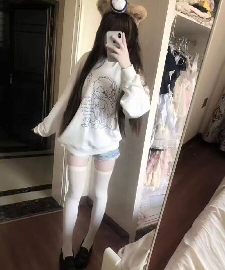 후아 면 300 그램 털이 있는 400g 가을 겨울 라운드 넥 루즈핏 프린트 후드티