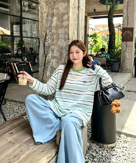 한국 동대문 여름 얇은 스타일 얼음 차가운 니트 질감 도루 센스 긴팔 자외선 차단 t 블라우스 맨위