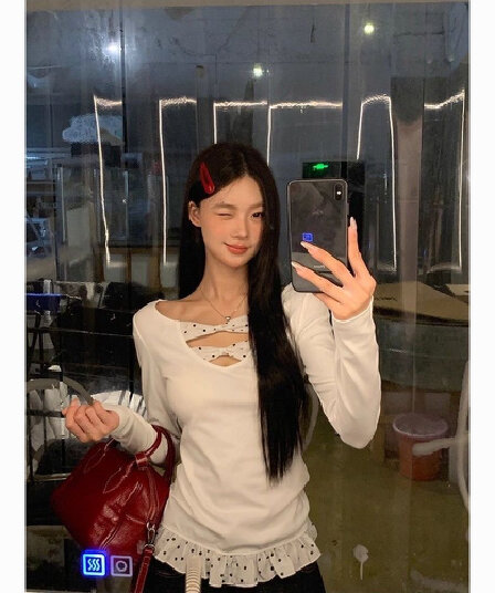1.1 명 면 260 그램 긴팔 티셔츠 여성