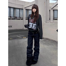 批发重磅水洗做旧<b class='q'>长袖</b><b class='q'>T</b><b class='q'>恤</b><b class='q'>男</b>女2026新款“怪奇物语”印花上衣