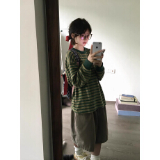 原版色织，华夫格条纹上衣