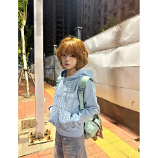 批发秋冬美式连帽拉链正肩卫衣男女ins潮牌微亚2000S<b class='q'>外套</b>情侣