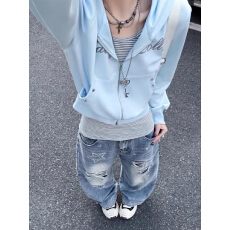 薄款 内抽+白金拉链+后包领 纯棉华棉复合卫衣女