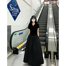 批发夏季新款高品质简约短袖polo领针织拼接<b class='q'>连衣裙</b>精品显瘦小众配腰带