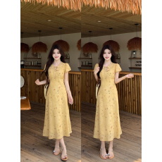 批发实拍大码新款晓梦迷蝶甜美清新收腰显瘦<b class='q'>连衣裙</b>女蝴蝶印花翻领长裙