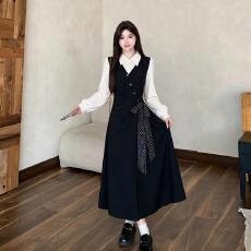 批发法式高知巨好看连衣裙女2026秋季新款假两件拼接<b class='q'>衬衫</b>裙高级感长裙