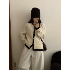 批发秋季慵懒风羊毛衫外穿上衣麻花开衫女韩版宽松外套针织衫秋<b class='q'>冬</b>毛衣