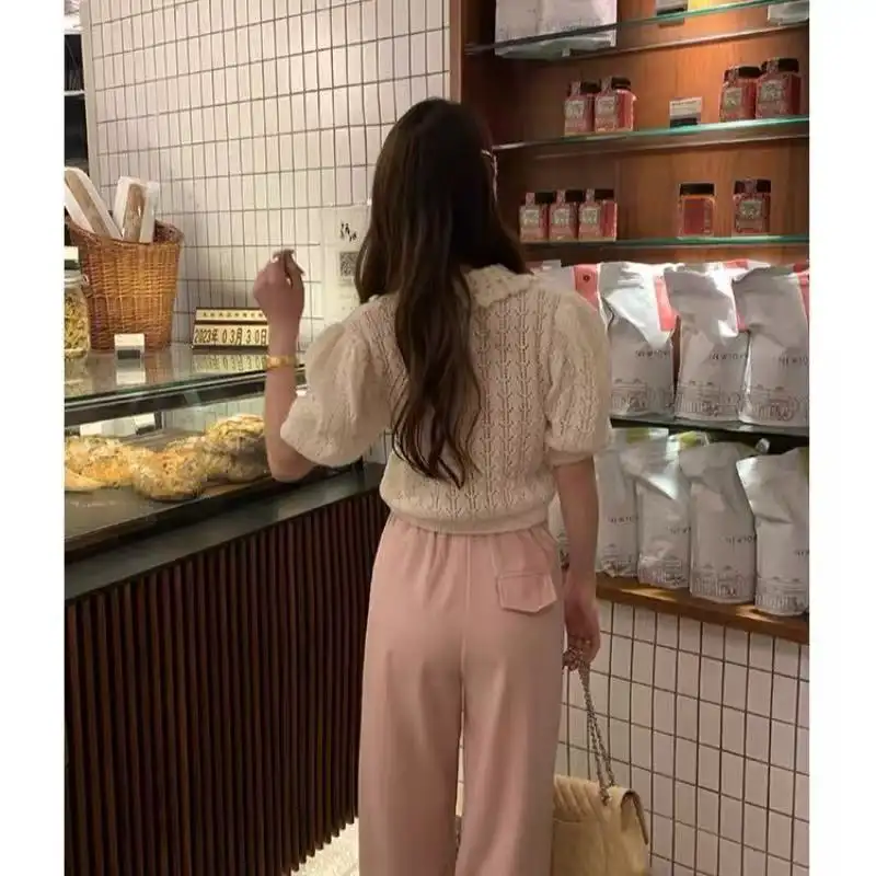 폴드 칼라 퍼프소매 가디건 상세 이미지 4