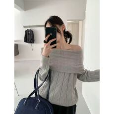 批发一字肩麻花露肩<b class='q'>针织衫</b>毛衣女宽松显瘦纯欲风长袖上衣内搭软糯外穿