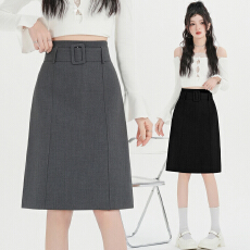 批发实拍2026灰色高级感西装中裙女春夏新款显瘦a字<b class='q'>百搭</b>通勤半身裙