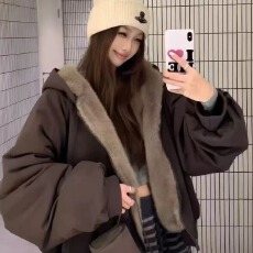批发双面穿韩版座山雕棉服女短款秋冬宽松防寒加厚保暖厚实夹克短外套