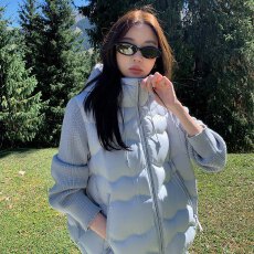 批发张贝贝2020冬新款短款女蓬松减龄保暖针织拼接轻羽绒棉服学生外套