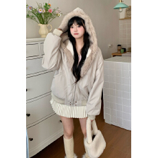批发实拍复古短款座山雕女冬季加厚保暖毛领<b class='q'>夹克</b>棉服解构连帽棉衣<b class='q'>外套</b>