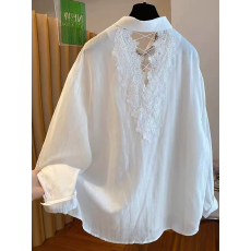 批发<b class='q'>品牌</b><b class='q'>折扣</b>别致设计感小众露背衬衫女2025春夏新款宽松百搭防晒上衣