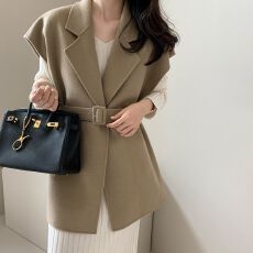 批发韩国东大门 2025新款 双面羊毛呢<b class='q'>马甲</b><b class='q'>马夹</b>外套