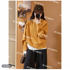 批发复古纯色半拉链连帽<b class='q'>卫衣</b>女秋季新款宽松慵懒风休闲百搭上衣潮