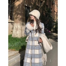 批发山楂之恋<b class='q'>秋</b>冬小个子绵羊毛红色呢大衣毛呢外套