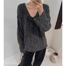 批发<b class='q'>欧洲站</b>V领彩色点点设计感羊毛针织衫2025秋季<b class='q'>新款</b>女减龄百搭上衣