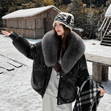 批发超好看<b class='q'>海宁</b><b class='q'>皮草</b>棉服女2025冬季新款狐狸毛大毛领显瘦保暖羽绒外套