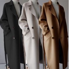 批发加厚毛呢2025冬季新款中长款毛呢waitmore长款原宿风过膝呢子大衣