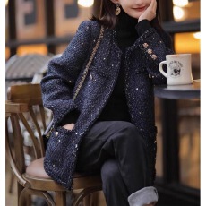 批发2025大码女小香风毛呢外套胖mm气质名媛小众<b class='q'>中长款</b>秋冬装上衣百搭