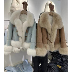 批发大毛领牛仔夹棉外套女秋冬款韩系小香风高级感超好看棉服加厚保暖