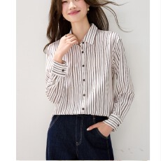 批发2026春季新款时尚百搭<b class='q'>条纹</b>长袖<b class='q'>衬衫</b>女职场通勤打底衫<b class='q'>衬衣</b>正装