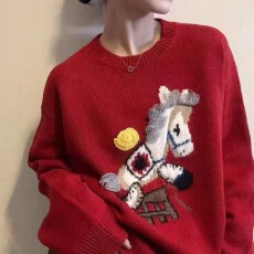 批发韩式休闲风<b class='q'>高领</b>毛边拼接针织衫女秋冬款百搭宽松慵懒感打底衫上衣