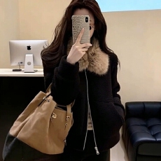 批发2025年秋冬季新款高级感保暖毛毛领外套外穿气质小众韩系穿搭上衣