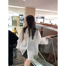 批发老钱风经典款白色苎麻<b class='q'>长袖</b>宽松<b class='q'>衬衫</b>女春夏新款高级感薄款防晒<b class='q'>衬衣</b>