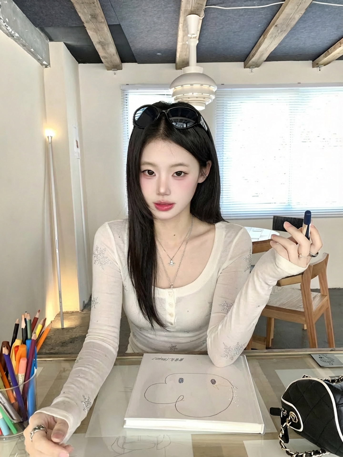 주간 실크 양모 한 부서 긴팔 티셔츠 여성 봄 여름 순수한 욕망 바람 핫걸 몸매 가꾸기 인사이드 가져 가라. 만나는 맨위