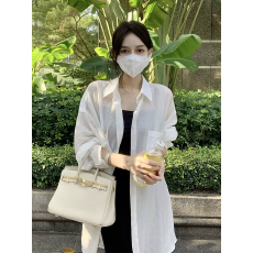 批发宽松慵懒白衬衫女春夏oversize休闲叠穿衬衣薄款<b class='q'>防晒</b>衣开衫空调衫