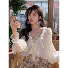 批发超仙防晒衣女夏雪纺上衣小衫透气薄开衫外套短款配裙子<b class='q'>小</b><b class='q'>披肩</b>罩衫