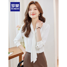 批发女士通勤V领长袖衬衫2026春季新款气质优雅时尚休闲职业衬衣