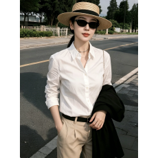 批发白色基础款宽松薄款防晒长袖<b class='q'>衬衫</b>女2026新款夏季通勤风高级感上衣
